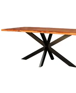 Jedálenské stoly Jedálenský stôl s kovovými nohami 180x90 cm z indického masívu palisander