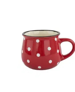 Hrnčeky a šálky Keramický hrnček Dots 230 ml, červená, 230 ml