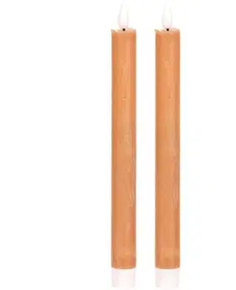 Vianočné dekorácie Súprava kónických sviečok s LED osvetlením, cappuccino, 2 ks, parafín, 25 cm