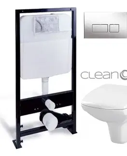 Záchody PRIM předstěnový instalační systém s chromovým tlačítkem 20/0041 + WC CERSANIT CLEANON CARINA + SEDADLO PRIM_20/0026 41 CA1