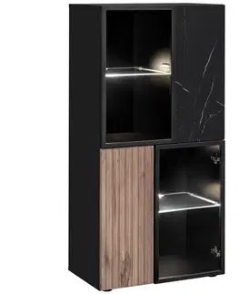 Vitríny v podkrovnom štýle Vitrína Cannes Zmwdv Cs Wsn Black/Viking/Marble Black