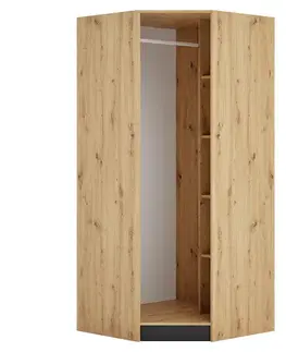 Šatníkové skrine KONDELA Kreo korpus rohovej skrine dub artisan / čierna