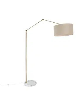 Stojace lampy Stojaca lampa zlatá so svetlohnedým tienidlom 50 cm nastaviteľná - Editor