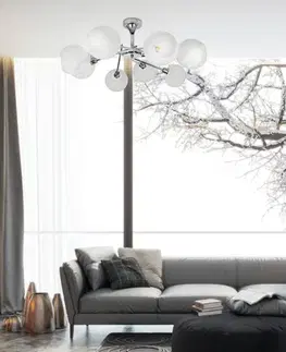 Stropná svetla Chrómová stropná lampa, biele tienidlo, 8x40W Raul