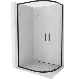 Sprchovacie kúty MEXEN/S - Exo štvrťkruhový asymetrický posuvný sprchovací kút 100 x 80, transparent, čierna 8132-100-080-70-00