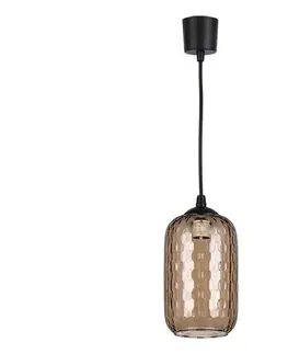 Svietidlá BRILAGI - LED luster na lanku R GLASS 1xE27/60W/230V pr. 14 cm čierna/dymová hnedá NSTK7702+TK6439A