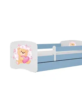 Postele pre dievčatá Detská Posteľ. Babydreams+Sz+M Modrá 80x180 Medveď s motýľmi
