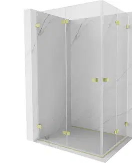 Sprchovacie kúty MEXEN/S - Lunar-F Duo sprchovací kút skladacie dvere 95 x 90, transparent, zlato kartáčovaná 836-095L-090P-55-00