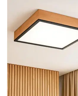Svietidlá  Stropné svietidlo OAK SQUARE 4xE27/15W/230V 48x48 cm dub/čierna LD-PD-9.6/DĄB/CZARNY