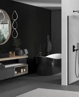 Sprchové dvere MEXEN/S - KIOTO Sprchová zástena WALK-IN 70x200 cm 8 mm, čierna, transparent 800-070-101-70-00