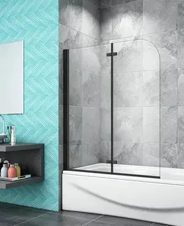 Sprchové dvere H K - Vaňová zástena S22 110x140 - dvojdielna sklopná, čierna, číre sklo SE-S22-110B