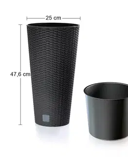 Kvetináče a truhlíky NABBI DRTUS250 plastový kvetináč 25 cm antracit