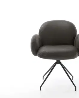 Jedálenské stoličky DELIFE Otočná jedálenská stolička Nube-Flex s opierkami mikrovlákno antracit vintage krížová podstava zúžená čierna otočná o 180° vrecková pružina