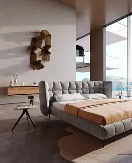 Čalúnené postele DELIFE Čalúnená posteľ Capujo 180x200 cm mikrovlákno sivá