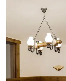 Svietidlá BRILAGI - Luster na reťazi RUSTIC 4xE14/40W/230V buk/orech EX-01027