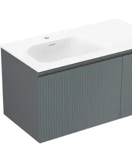Kúpeľňový nábytok MEXEN/S - Rivel kúpeľňová skrinka 90 cm s umývadlom Vela ľavá, 1S, 1D, reliéf, grafit mat/biela mat 91A23-09047-3-BBFF66-W23L01