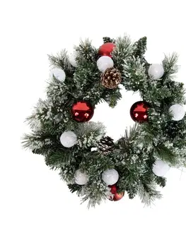 Svetelné reťaze do interiéru Vianočný veniec biely s červenou farbou 45 cm vrátane LED s časovačom - Jack