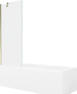 Sprchové dvere MEXEN/S - Cubik obdĺžniková vaňa 150 x 70 cm s panelom + vaňová zástena 70, transparent, zlatá 550315070X9507000050