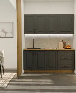 Modulový kuchynský nábytok Kuchynská linka Stilo Grafit/Artisan 180cm bez pracovnej dosky