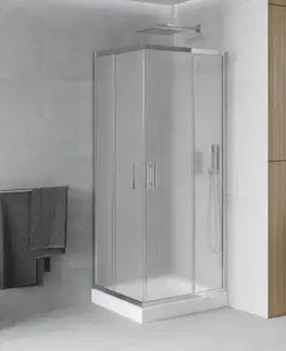 Vane MEXEN/S - Rio štvorcový sprchovací kút 80 x 80, mráz, chróm + vanička so sifónom Rio, biela 860-080-080-01-30-4510
