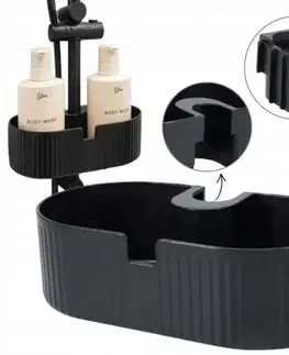 Súpravy kúpeľňových doplnkov Kinekus Organizér, polička do sprchy 24x13 cm plast čierna