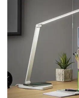 Lampy BRILAGI - LED stmievateľná dotyková stolná lampa s bezdrôtovým nabíjaním QI LED/7W/5V 3000/4000/6000K biela 004975