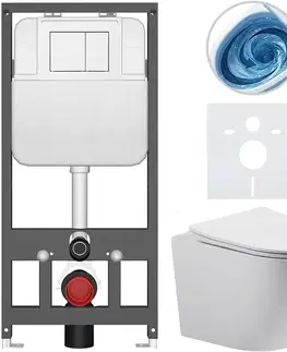 Záchody CERANO - Kompletní WC set Basic/Cesso - bílá matná - WC tlačítko Maxio/Bílá - závěsné - předstěnová instalace - 49x36  CER-8050BD86168
