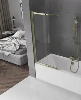 Sprchové dvere MEXEN - Fox 2-krídla posuvná vaňová zástena 85 x 150, transparent, zlatá 891-085-002-50-00