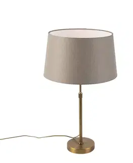 Stolné lampy Stolná lampa bronzová s tienidlom z ľanu taupe 35 cm - Parte
