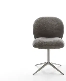 Jedálenské stoličky DELIFE Jedálenská stolička Nube-Flex bouclé mäkký tmavobéžová kovová podstava nerezová oceľ 360° otočný hojdacia funkcia vrecková pružina
