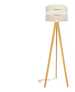 Lampy  Stojacia lampa HELEN 1xE27/15W/230V krémová/zlatá/dub S-D D+WT+0804-25 EC+GO+MAT