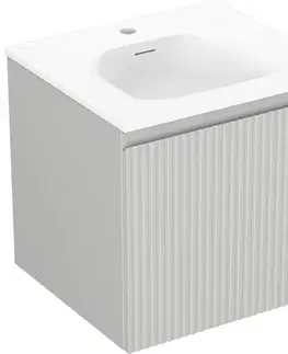 Kúpeľňový nábytok MEXEN/S - Rivel kúpeľňová skrinka 50 cm s umývadlom Vela, 1 šuplík, reliéf, šedá mat/biela mat 91A20-05047-1-BF62-W23M01