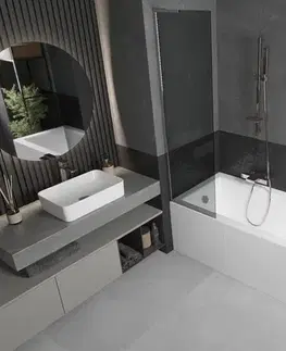 Sprchové dvere MEXEN/S - Next L vaňová zástena FIX 50 x 150, grafit, chróm 895-050-000-03-40-01
