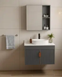 Kúpeľňový nábytok REA - Kúpeľňová zostava nábytku s doskou Modo 60cm Grey REA-M0097