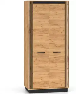 Šatníkové skrine Skriňa Urso 03 dub Craft Zlatý/Čierna