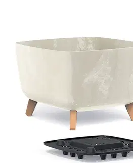 Kvetináče a truhlíky NABBI DGQL400E plastový kvetináč na nožičkách 39 cm krémová
