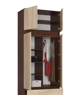 Šatníkové skrine Šatníková skriňa POKI90, wenge / dub Sonoma