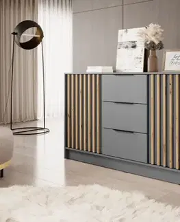 Komody ArtPS Komoda KELLY 3D | sivá