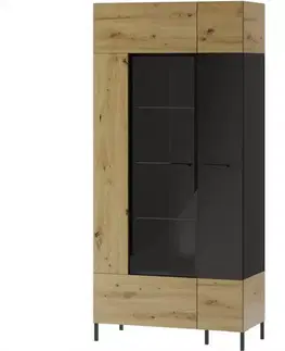 Vitríny a regály do obývačky Vitrína 2D Lucas 12 dub artisan/čierna mat