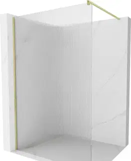 Sprchové dvere MEXEN/S - Kioto Sprchová zástena WALK-IN 100 x 200, prúžky 8 mm, zlatá kartáčovaná 800-100-101-55-09