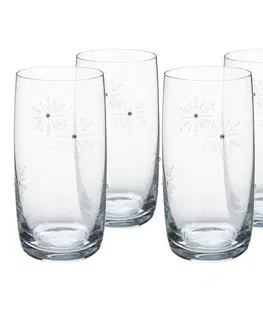 Poháre KONDELA Snowflake Drink pohár na vodu (4 ks) 460 ml priehľadná / biela