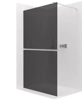 Držadlá k vani CERANO - Sprchová zástěna Walk-in Onyx Cube L/P - 8 mm + polička/držák na ručníky - hranatá vzpěra - chrom, grafitové sklo - 120x200  CER-8050BD638
