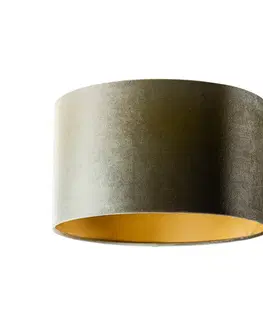 Tienidlo na lampu Zamatový tienidlo zelené so zlatým vnútorným 35/35/20