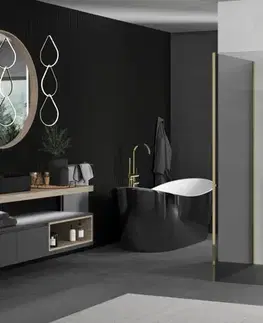 Sprchové dvere MEXEN/S - Kioto Sprchová zástena WALK-IN 110 x 105, transparent, zlatá 800-110-212-50-00-105
