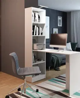 Detské stoly a stolíky KIER Písací stolík HAPPY B-1 s LED osvetlením | biela