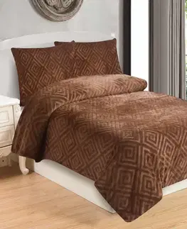 Obliečky Mikroplyšové obliečky Dolce hnedá 200x140cm+90x70cm TiaHome