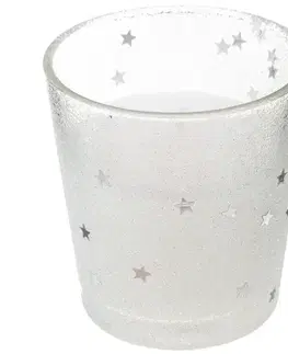 Vianočné dekorácie – do vnútra Svietnik + sviečka 8 cm biela 143691bl