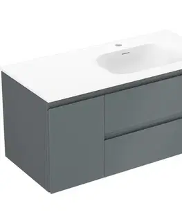 Kúpeľňový nábytok MEXEN/S - Orio kúpeľňová skrinka 100 cm s umývadlom Vela pravá, 2S, 1D, grafit mat/biela mat 91A13-10047-3-BBFFF66-W23P01