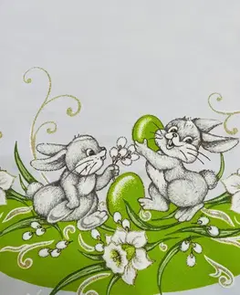 Obrusy Veľkonočný obrus Zajačiky zelený 90x90cm TiaHome