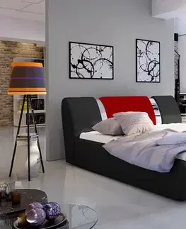 Postele NABBI Folino 180 čalúnená manželská posteľ s roštom čierna / červená